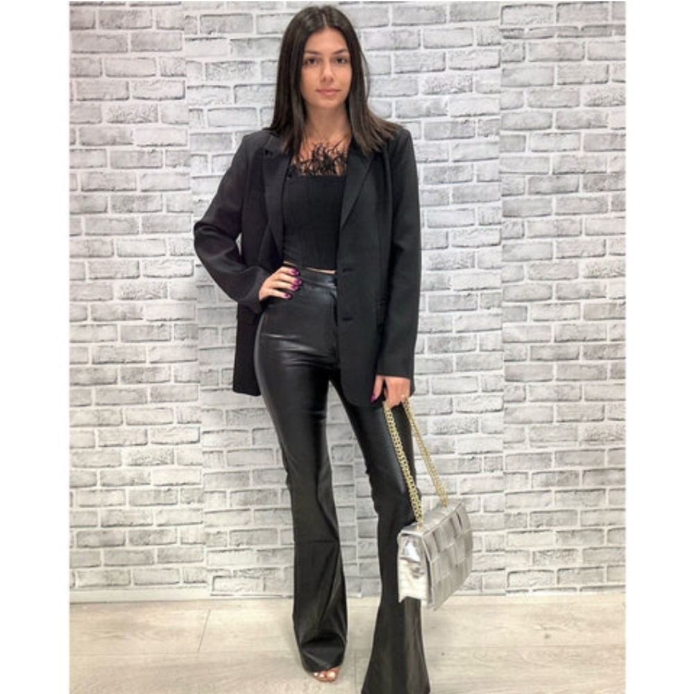 ZARA Faux Leather High Rise Flared Pants